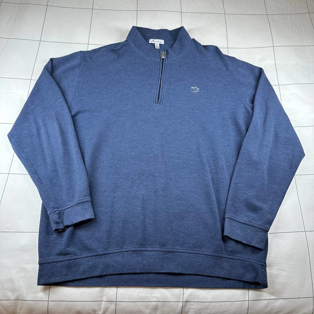 Peter Millar Quarter Zip Mens XXL Blue Crown Comfort Interlock Golf Stretch Warm